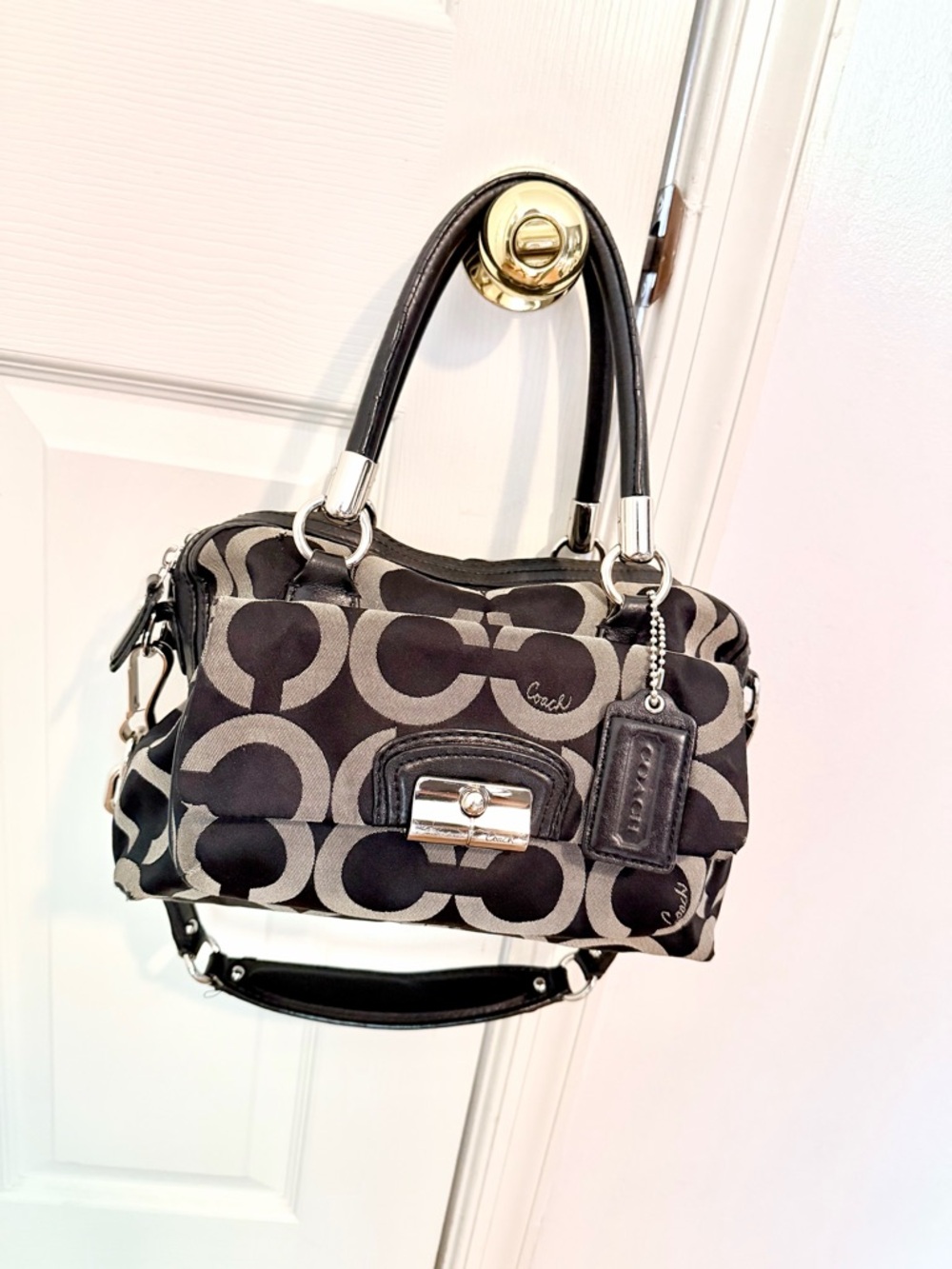 COACH KRISTIN SIGNATURE DOUBLE ZIP SATCHEL